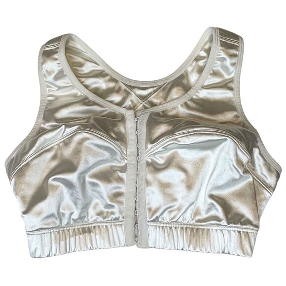 ENELL Get Serious Sports Bra Cream Size 1 Front Close High Impact Made in USA - Picture 1 of 7